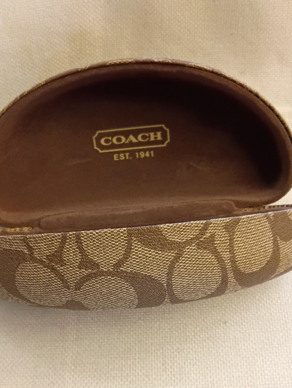 COACH Patterned Neutral Hard Sunglasses Case, EUC - Picture 3 of 5
